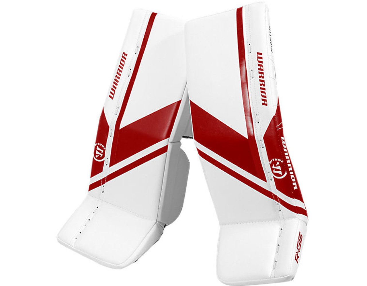 Warrior Ritual G6 E+ Youth Goalie Leg Pads - White/Red