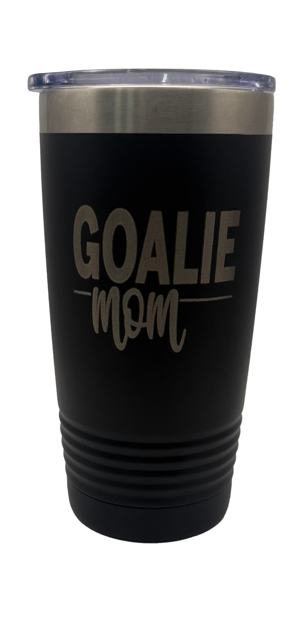 Goalie Mom 20 oz. Black Ringneck Insulated Tumbler with Lid