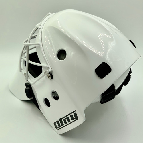 OTNY Deco Pro Custom Goalie Mask  with Non-Certified Double Bar Cat-Eye Cage - White
