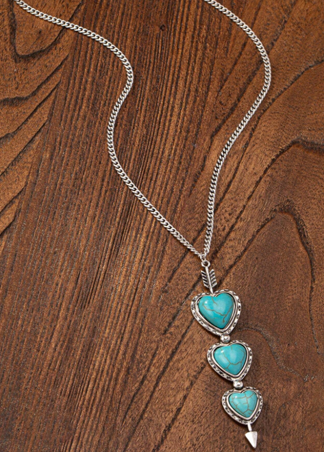 Blue Turquoise Stone Decor Arrow Heart