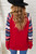 Red Raglan Sleeve Aztec Geometric Patchwork Top