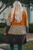 Orange Colorblock Leopard Print Patchwork Knit Cardigan