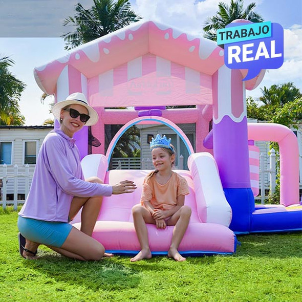 Estructura inflable Combo Saltarín Rosa Pastel
