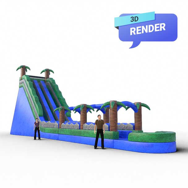 Deslizador Inflable Trueno Tropical en uso comercial.