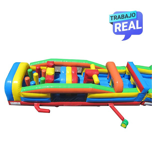 Estructura inflable de obstáculos multicolor