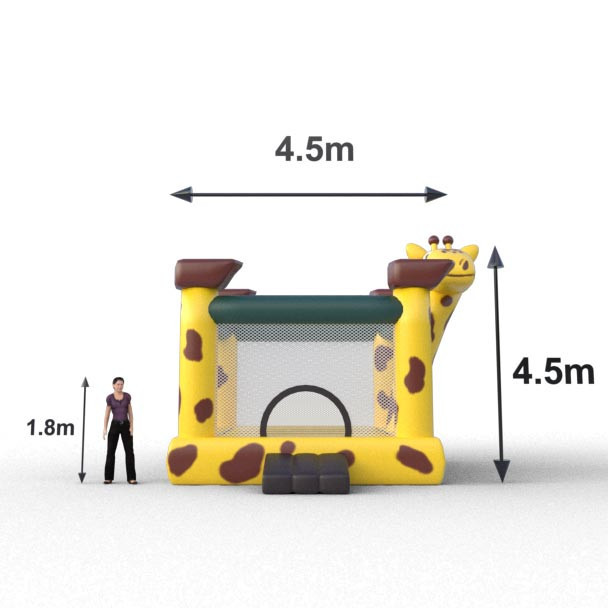 Diversión con el saltarín inflable Jirafa de Barrig