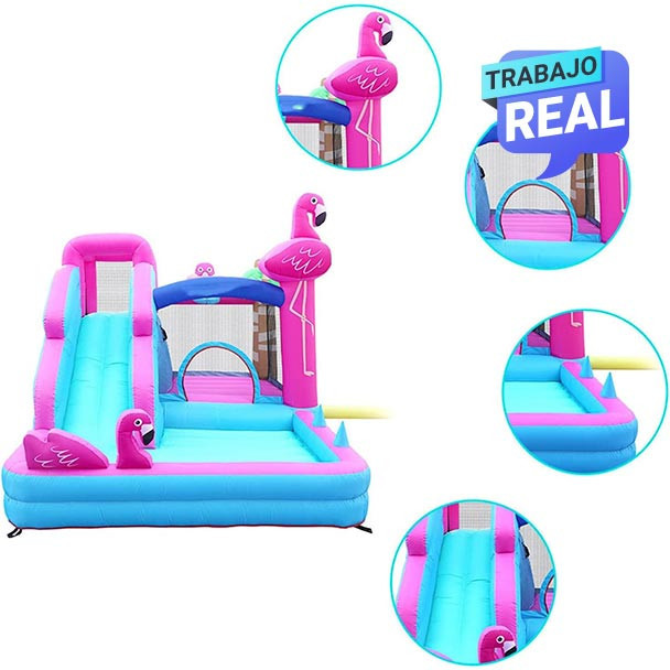 Combo Flamingo  inflable resistente al aire libre