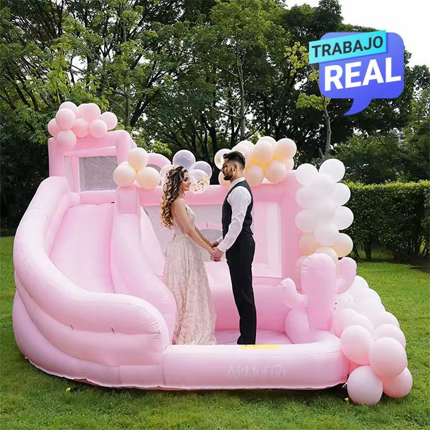 Castillo Rosa Inflable para bodas