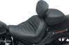 Mustang Max Profile Solo Touring Seat - With Driver Backrest - Black - Trapezoid Stitch - Fxfb/Fxfbs 79334