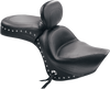 Mustang Seat - Wide Touring - With Driver Backrest - One-Piece - Chrome Studded - Black W/Conchos 79416
