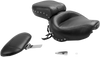 Mustang Seat - Wide Touring - With Driver Backrest - One-Piece - Chrome Studded - Black W/Conchos 79237