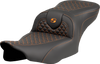 Saddlemen Roadsofa Seat - Dragon Scale Stitch - Orange Stitch - W/O Backrest - Fltr/Flhx '23-'24 823-07-20803