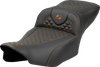 Saddlemen Roadsofa Extended Reach Seat - Dragon Scale Stitch - Orange Stitch - W/O Backrest - Flt/Flh '23-'24 823-07-20903