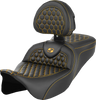 Roadsofa Seat - Honeycomb - Gold Stitch - With Backrest - Flh/Flt '08-'23 808-07B-189B7