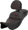 Roadsofa Seat - Honeycomb - Red Stitch - With Backrest - Extended Reach - Flh/Flt '08-'23 808-07B-190B4