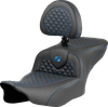 Saddlemen Roadsofa Seat - Dragon Scale Stitch - Blue Stitch - W/ Backrest - Fltr/Flhx '23-'24 823-07-208B1