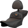 Saddlemen Roadsofa Extended Reach Seat - Dragon Scale Stitch - Orange Stitch - W/ Backrest - Flt/Flh '23-'24 823-07-209B3