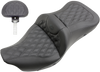 Saddlemen Roadsofa Seat - With Backrest - Full Lattice Stitch - Heated - '08-'23 Flh/Flt 808-07B-182Brhc