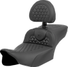 Saddlemen Heated Roadsofa Seat - Extended Reach - Honeycomb Stitch - W/ Backrest - Flt/Flh 23-24 823-07-190C0