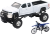 Chevrolet Silverado Offroad Pick Up W/ Yamaha Dirt Bike - 1:32 Scale - White/Black/Blue Ss-54416
