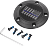 Figurati Designs Timing Cover - 5 Hole - Blue Line American Flag - Black Fd71-Tc-5H-Blk