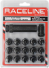 Raceline Wheels Lug Nuts - Spline Socket - 12 Mm X 1.25" - With Spline Key - Black - 16 Pack Rlug-Cs19B