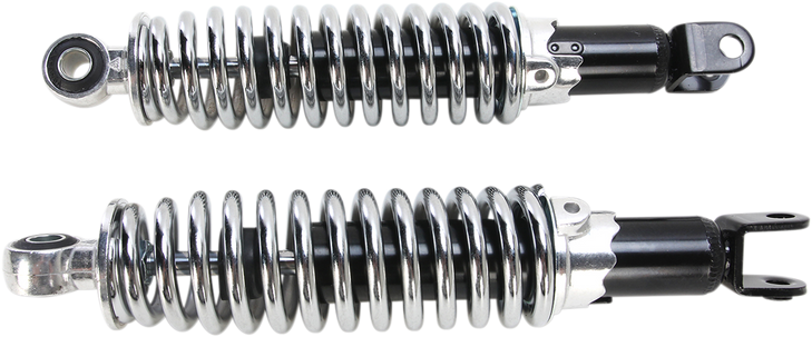 Emgo Custom Shorty Shocks With Shroud - Black Body/Chrome Spring Finish - Clevis Lowering 17-05697