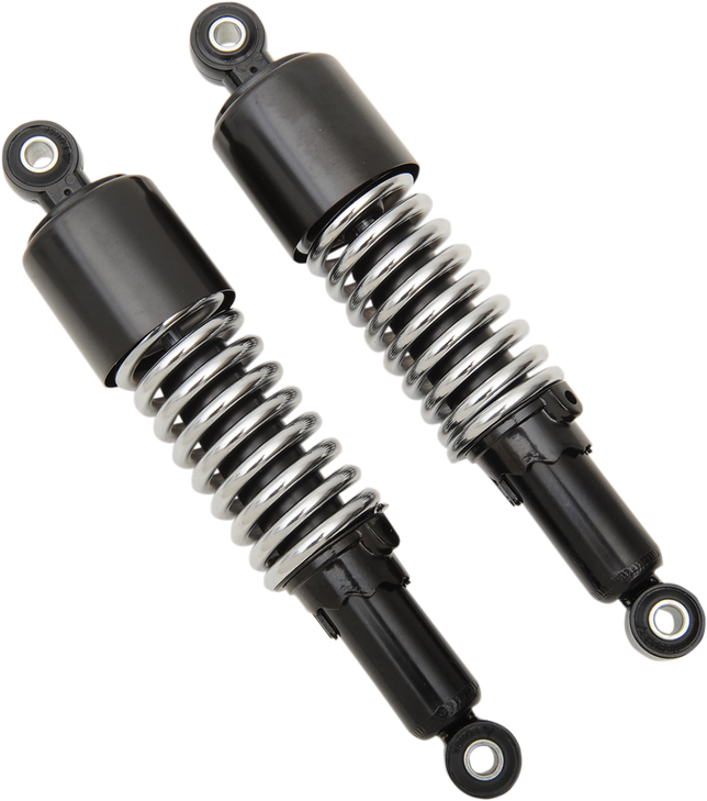 Emgo Custom Shorty Shocks With Shroud - Black Body/Chrome Spring Finish - Eye Lowering 17-05701