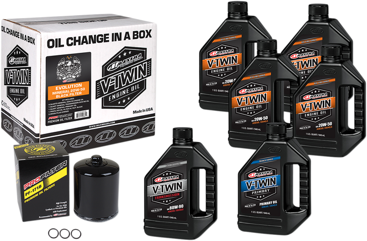 Maxima Racing Oil Evolution Mineral 20W-50 Oil Change Kit - Black Filter 90-069016Pb