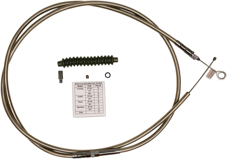 Magnum Shielding Byo Build Your Own Clutch Cable Kit - 80" - Dyna/Softail - Braided Stainless Steel 398313