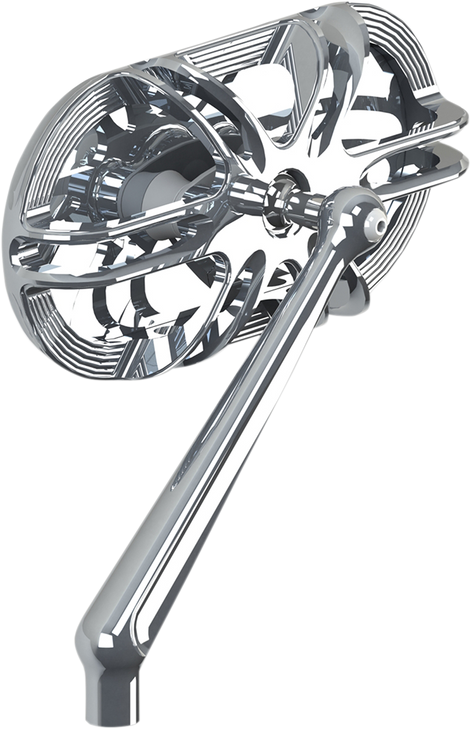 Arlen Ness Mirror - Side View - Caged Series/Deep Cut - Chrome - Left 13-165