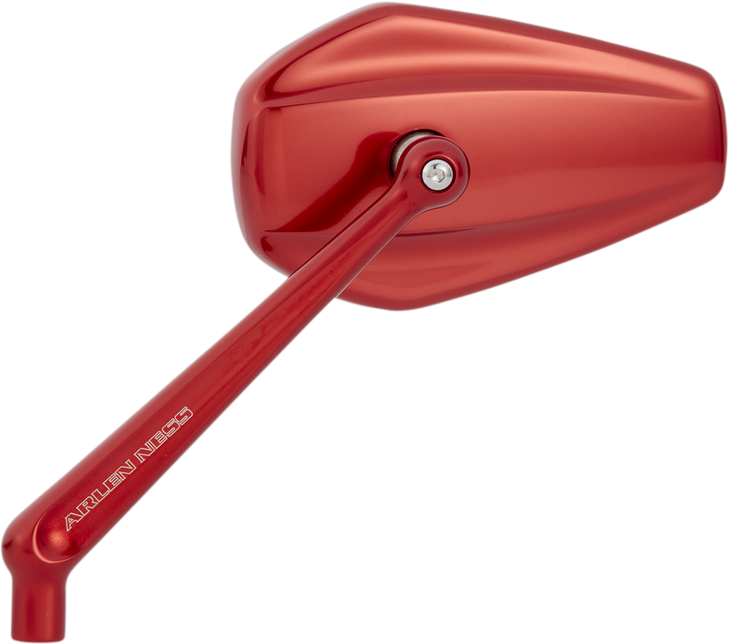 Arlen Ness Mirror - Mini/Stocker - Side View - Hexagon - Red - Left 13-152