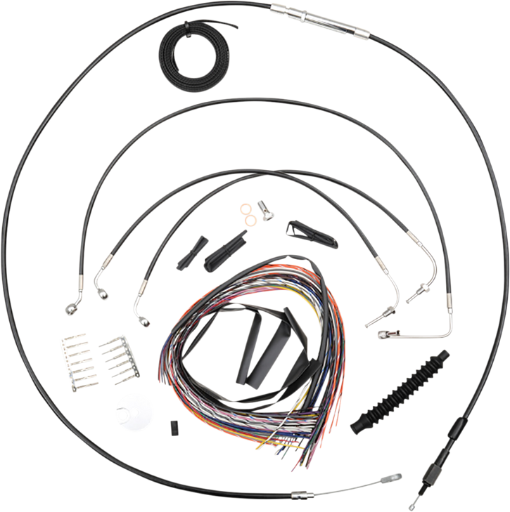La Choppers Handlebar Cable/Brake Line Kit - Complete - 18" - 20" Handlebars - Black Vinyl La-8154Kt2-19B