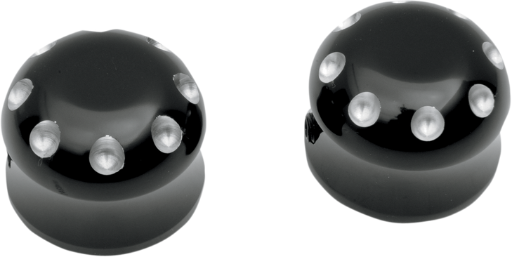 Covingtons Axle Covers - Front - Dimpled - Black - Pair - '80-'06 C0011-B