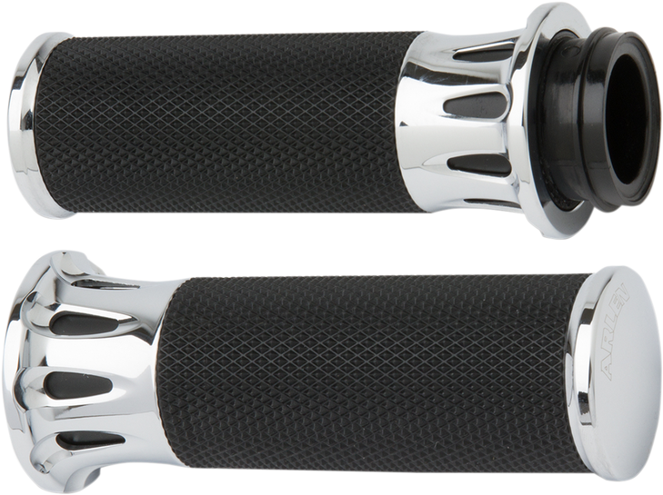 Arlen Ness Grips - Deep Cut - Cable - Chrome 07-316