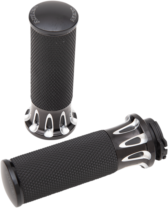 Arlen Ness Grips - Deep Cut - Cable - Black 07-317