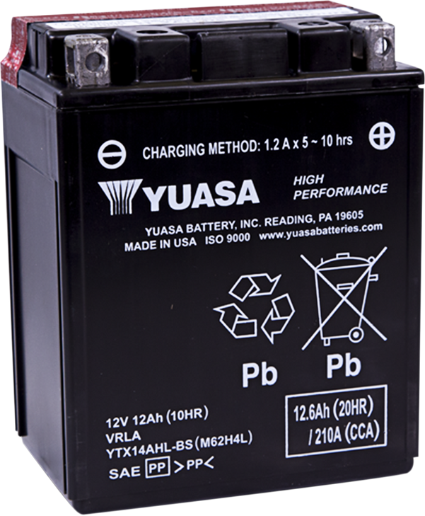 Yuasa Agm Battery - Ytx14Ahl-Bs .66 L Yuam62H4L