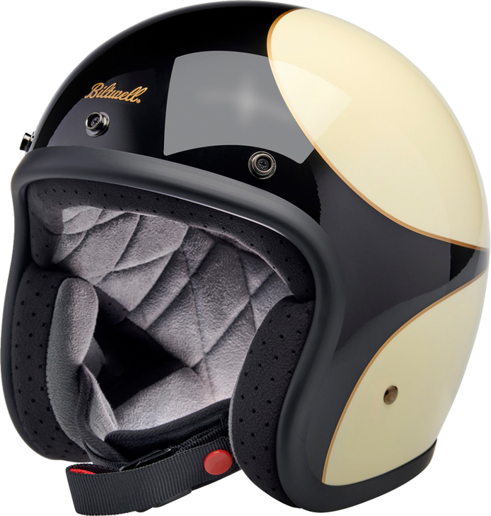 Biltwell Bonanza Helmet - Gloss Vintage White/Black Scallop - Small 1001-559-202