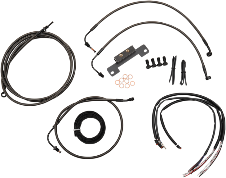 La Choppers Handlebar Cable/Brake Line Kit - Complete - 15" - 17" Handlebars - Midnight La-8012Kt2B-16M