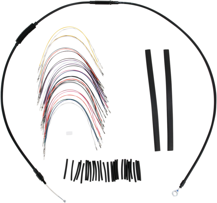 Burly Brand Complete Black Vinyl Handlebar Cable/Line Kit For Ape Hanger Handlebars - 13" - Abs B30-1048