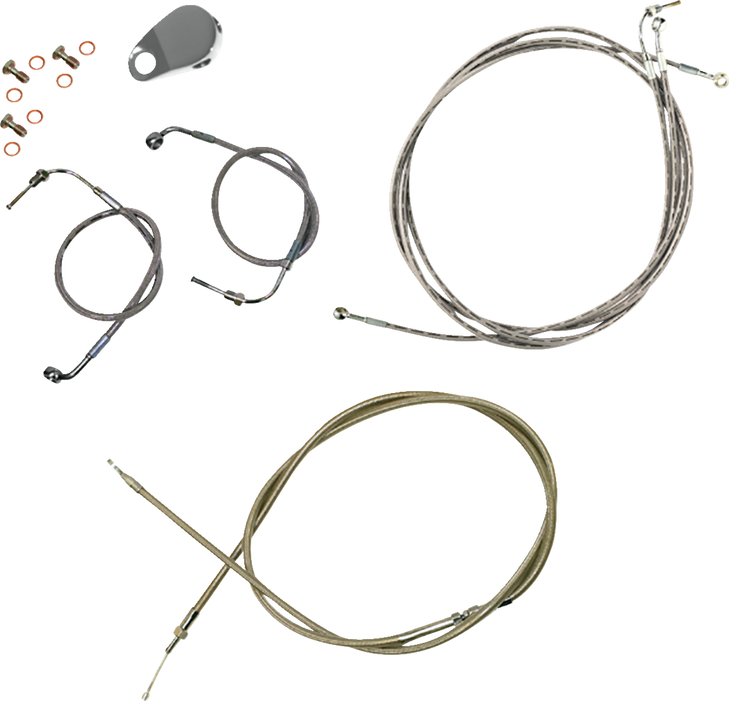 La Choppers Handlebar Cable/Brake Line Kit - Quick Connect - 15" - 17" Ape Hanger Handlebars - Stainless Steel La-8157Kt-16