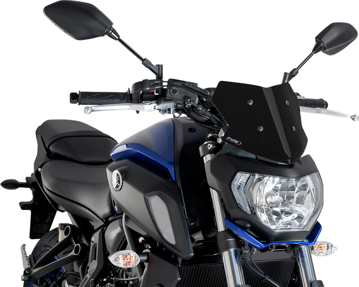 Puig Hi-Tech Parts Naked Sport Windscreen - 9" - Carbon - Yamaha 9666C