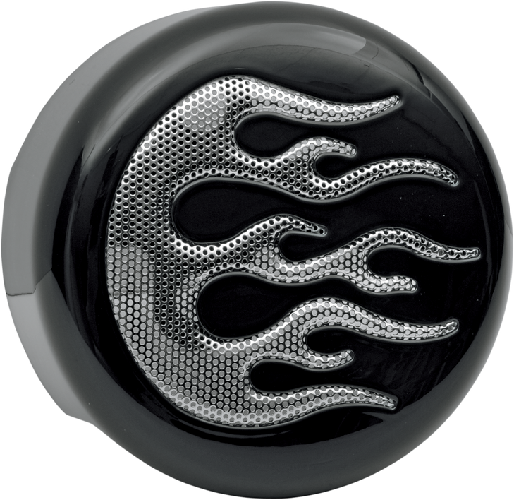 Drag Specialties Horn Cover - Black With Chrome Flame