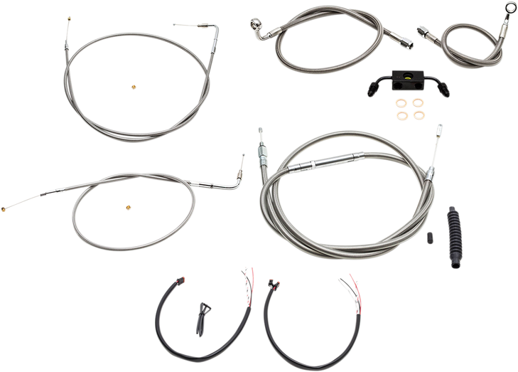 La Choppers Handlebar Cable/Brake Line Kit - Complete - Mini Handlebars - Stainless La-8321Kt2-08