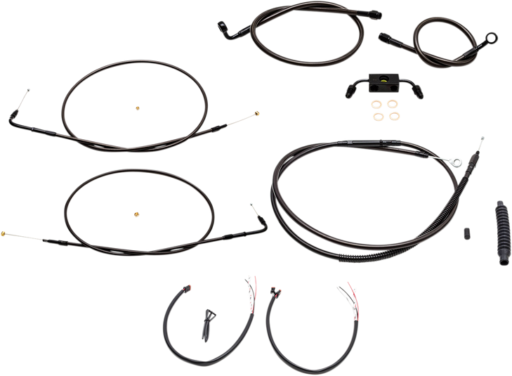 La Choppers Handlebar Cable/Brake Line Kit - Complete - 15" - 17" Handlebars - Midnight La-8321Kt2-16M