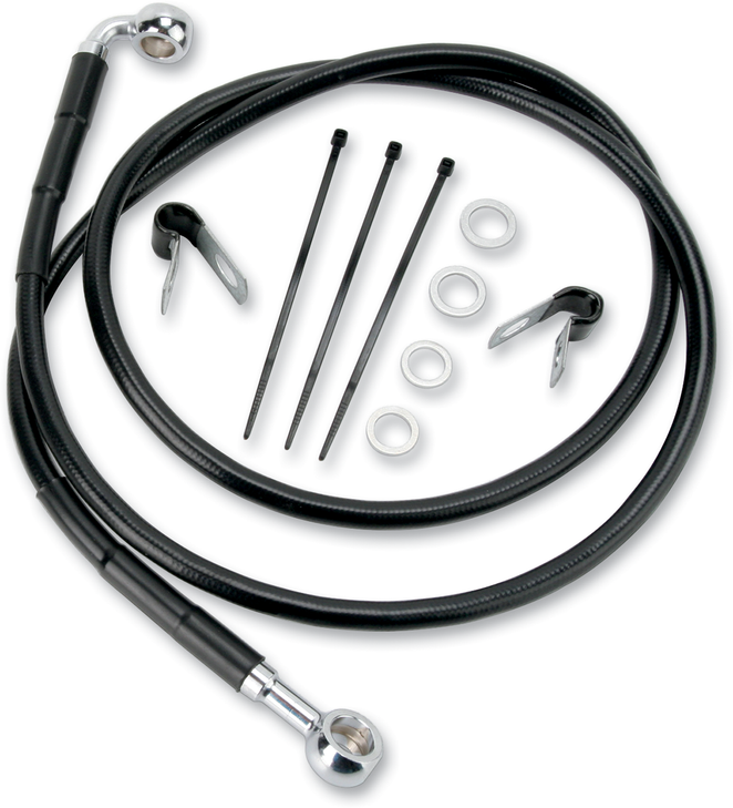 Drag Specialties Brake Line - Front - Black - +2"