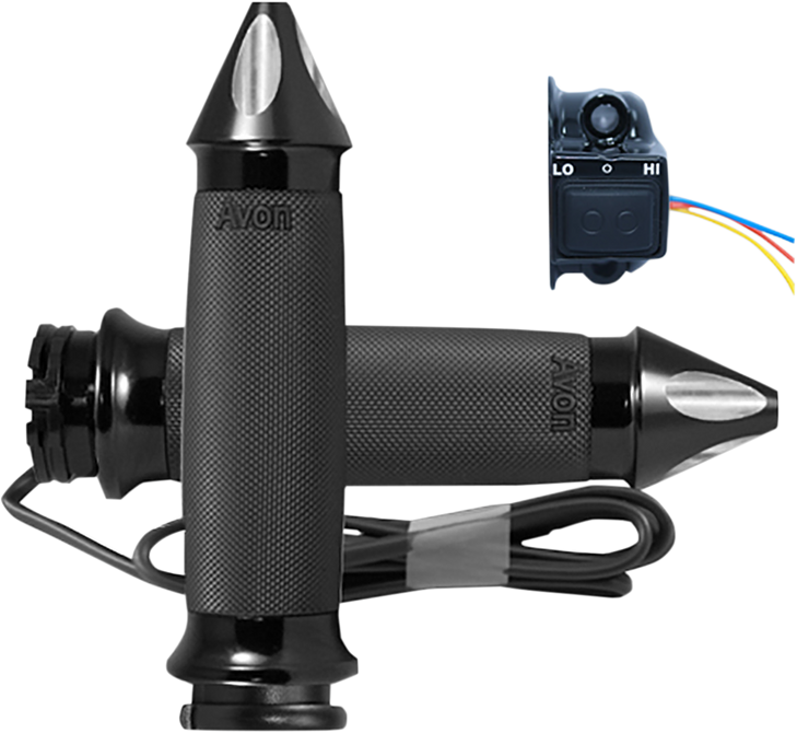 Avon Grips Grips - Heated - Custom Contour - Spike - Cable - Black Cc-86-An-Spk-Ht