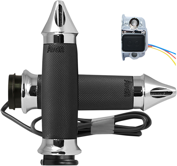 Avon Grips Grips - Heated - Custom Contour - Spike - Tbw - Chrome Cc-85-Ch-S-F-Ht