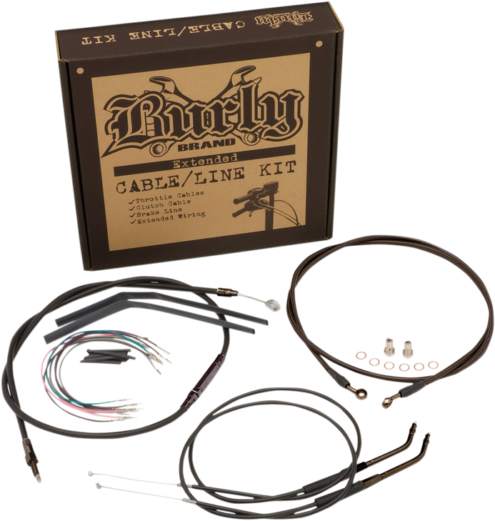 Burly Brand Jail Bar Cable Kit - 12" Handlebars - Black Vinyl B30-1147