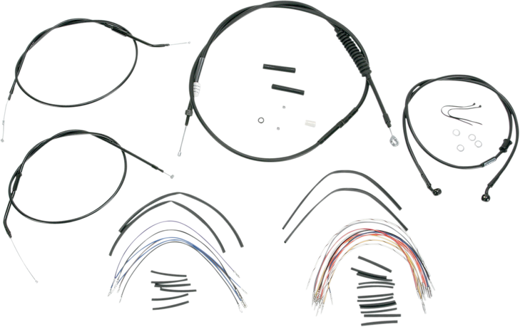 Burly Brand Complete Black Vinyl Handlebar Cable/Line Kit For Ape Hanger Handlebars - 12" B30-1007